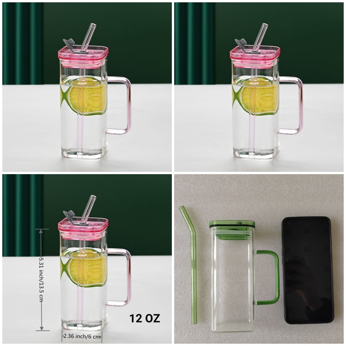 Coffee Tea & Espresso Appliances - 1 Pcs Pink Glass Cup, 6