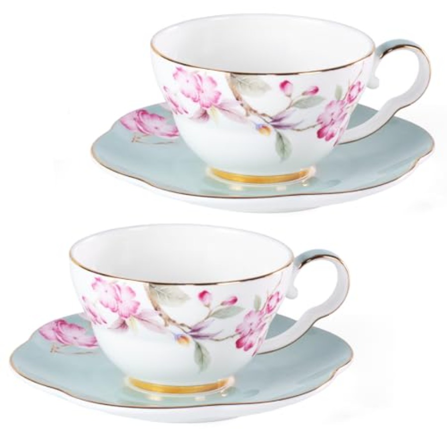 Coffee Tea Espresso - Ceramic Coffee Cups Saucers Set of