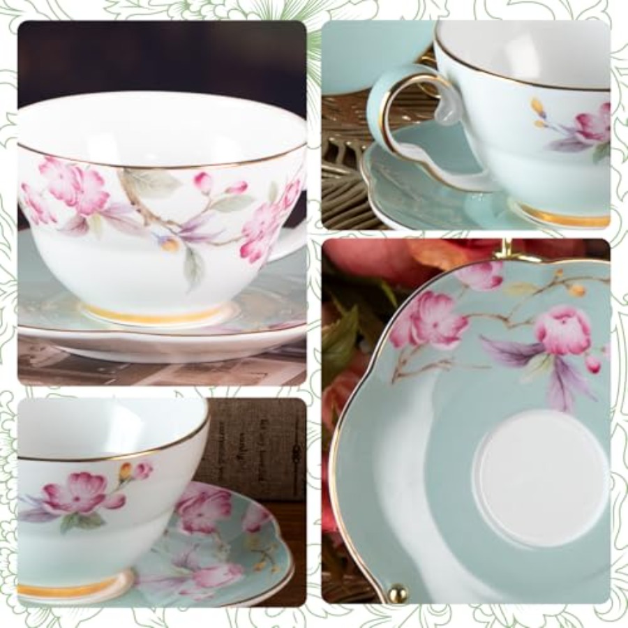 Ceramic Coffee Cups Saucers Se - Coffee Tea Espresso reseña y precio
