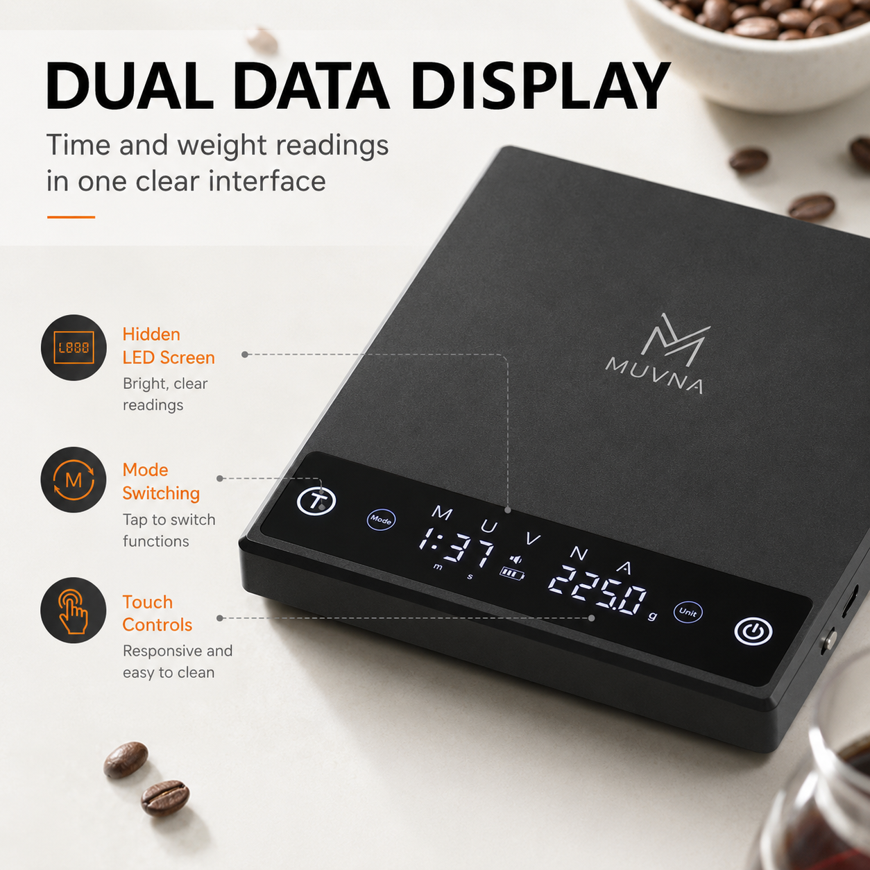 MUVNA Coffee Scale Espresso Sc - Coffee Bean Scale reseña y precio