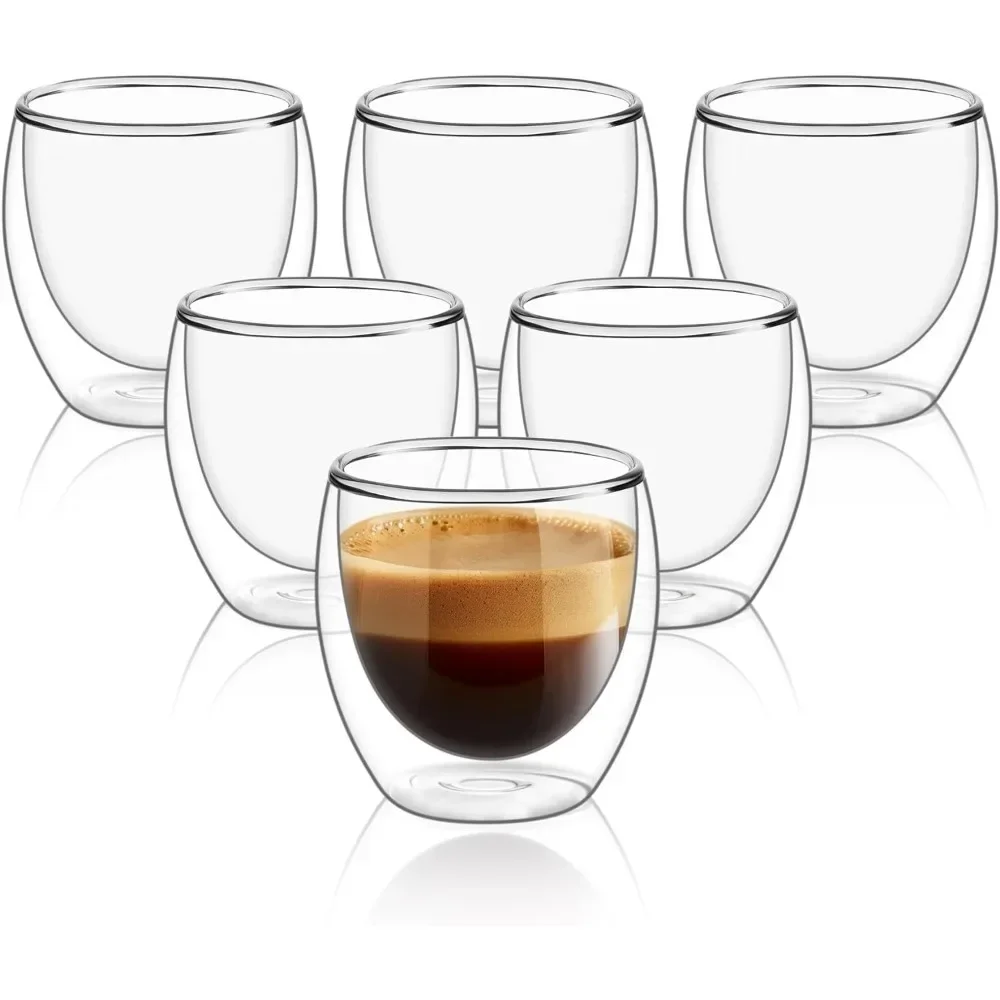 6 pcs Clear Double Wall Glass  - Coffee Tea Sugar Set reseña y precio
