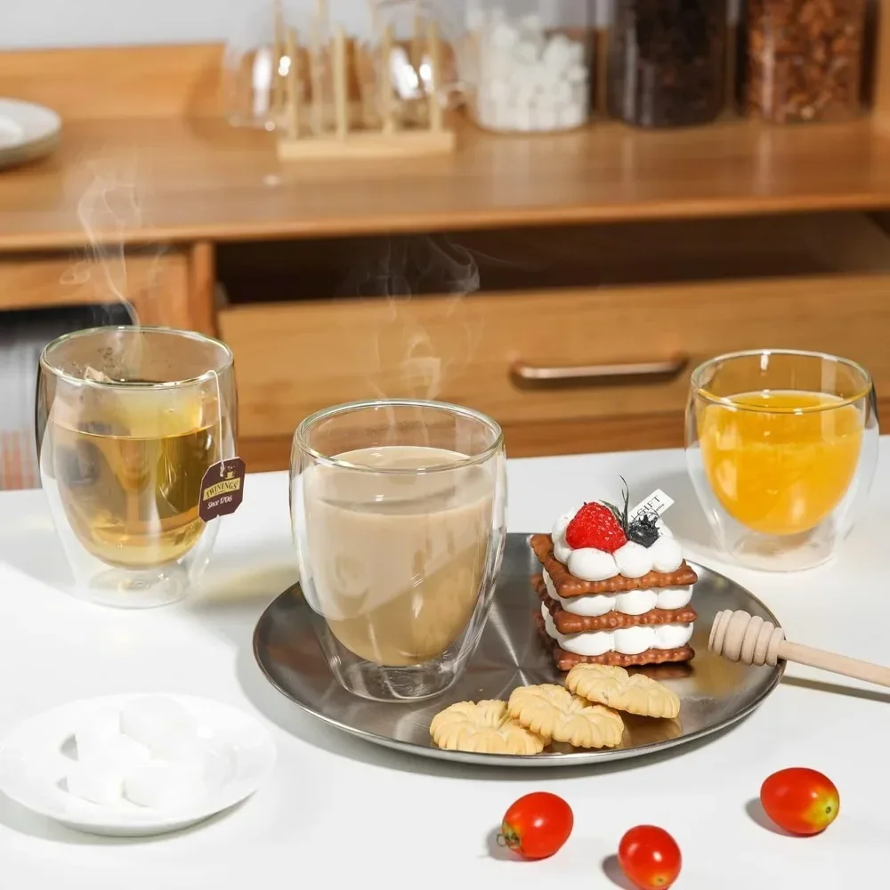 6 pcs Clear Double Wall Glass  - Coffee Tea Sugar Set reseña y precio