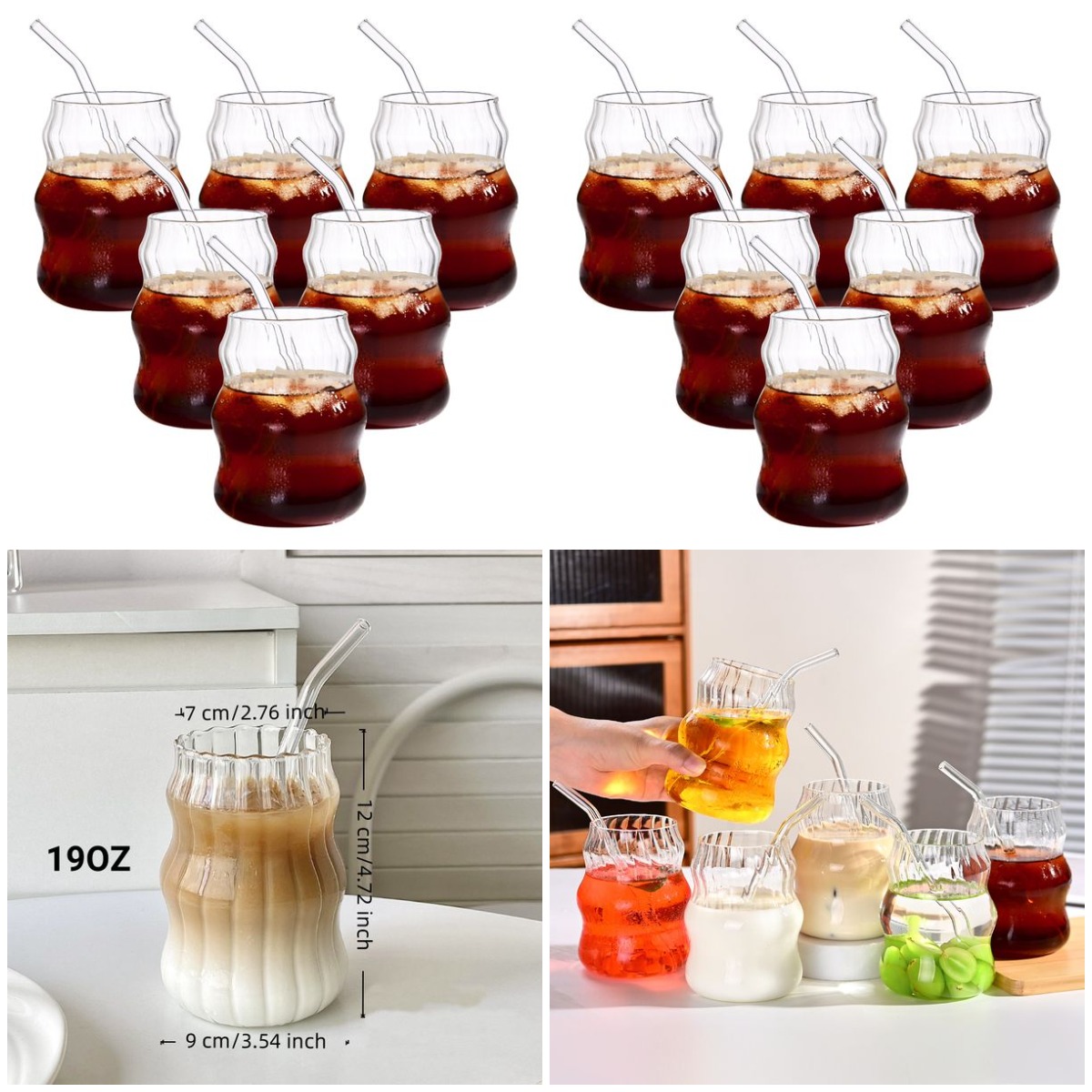 6 Pcs 19oz Glass Coffee Cup Se - Coffee Tea & Espresso Appliances reseña y precio