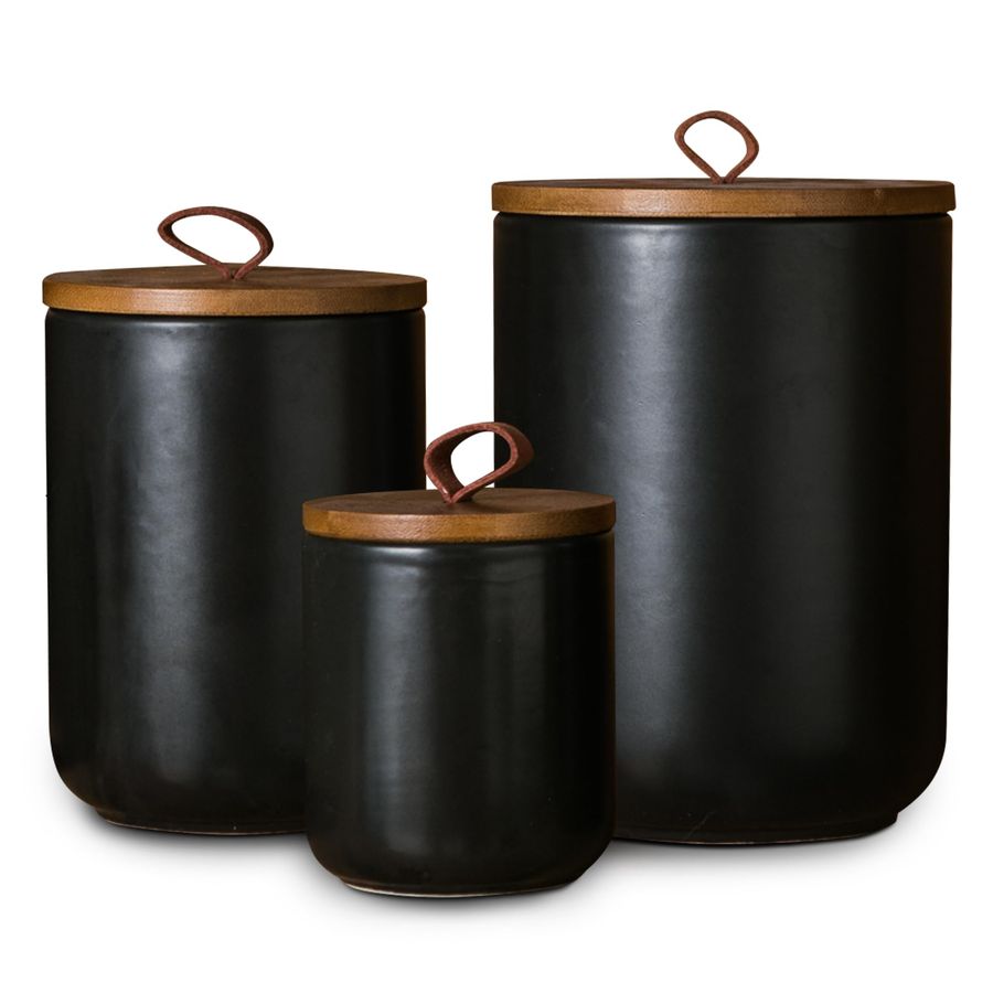 Black Ceramic Canister Set wit - Coffee Tea Sugar Set reseña y precio