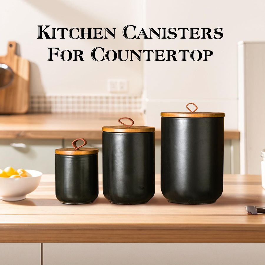 Black Ceramic Canister Set wit - Coffee Tea Sugar Set reseña y precio