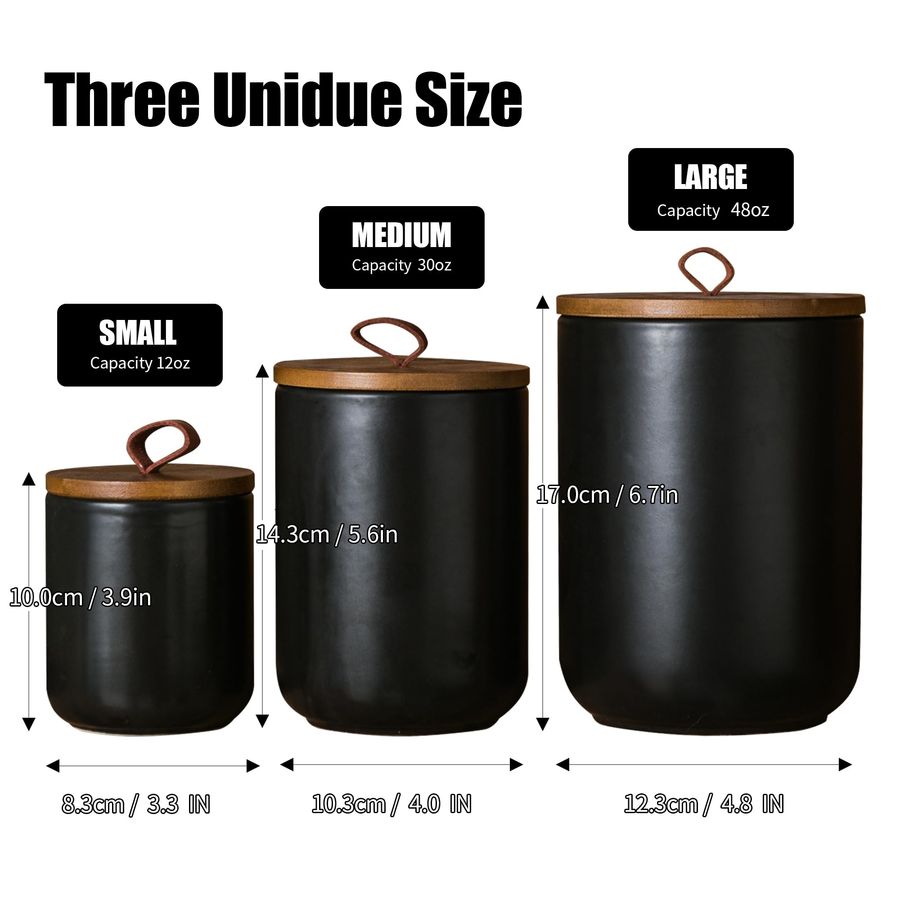 Black Ceramic Canister Set wit - Coffee Tea Sugar Set reseña y precio