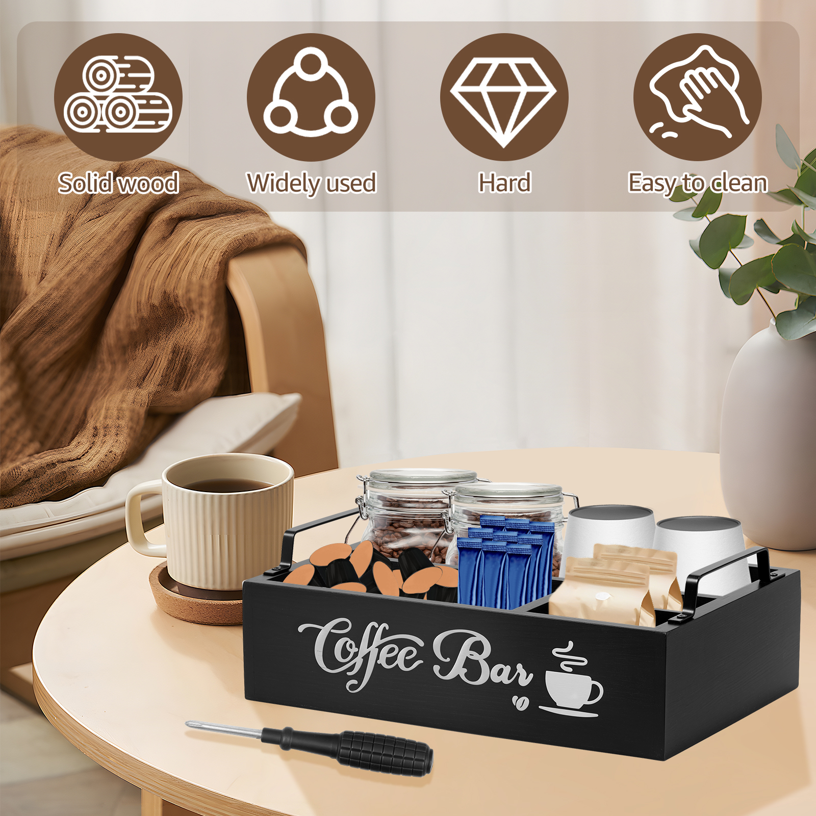 Wooden Coffee Rack Portable De - Coffee Tea Beans reseña y precio
