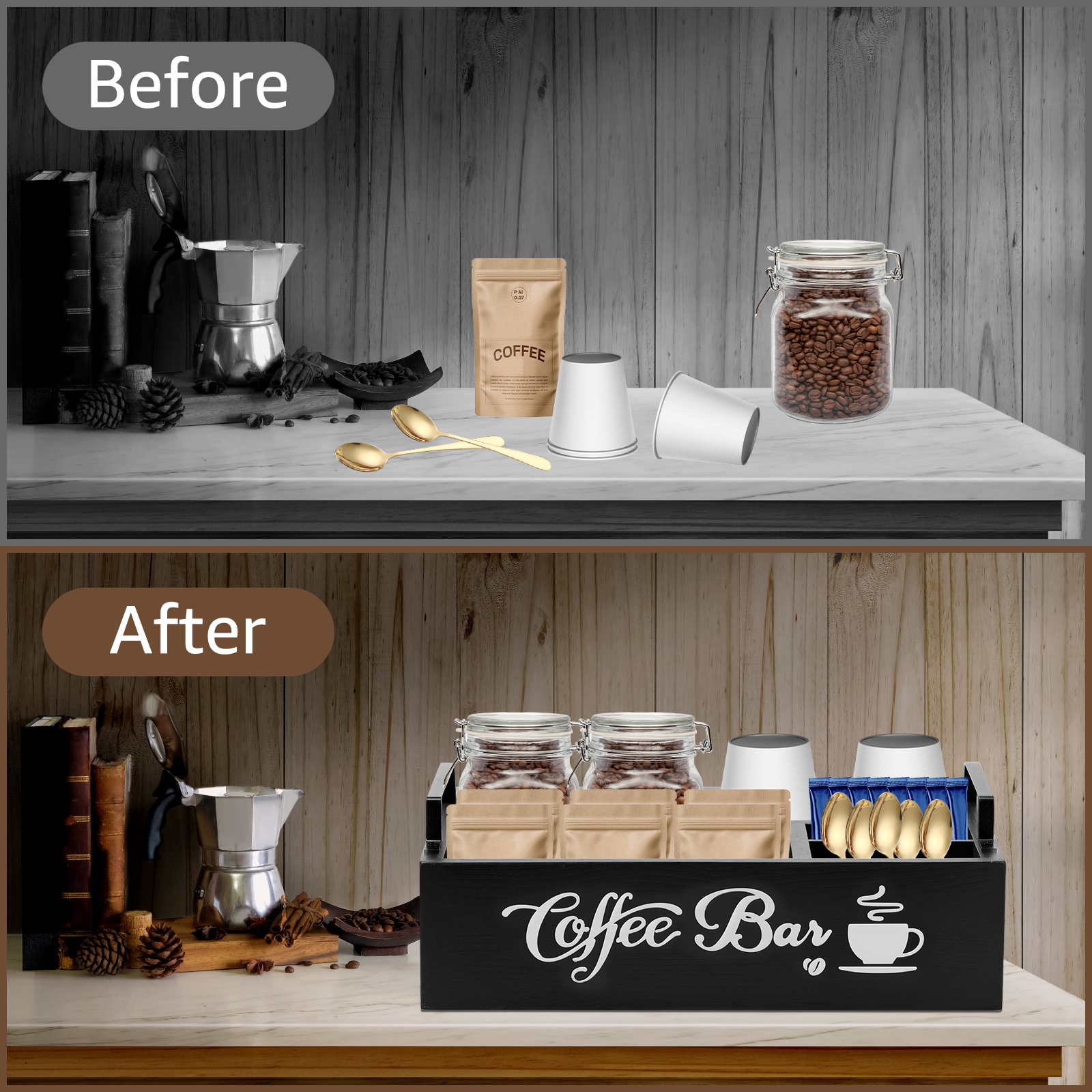 Wooden Coffee Rack Portable De - Coffee Tea Beans reseña y precio